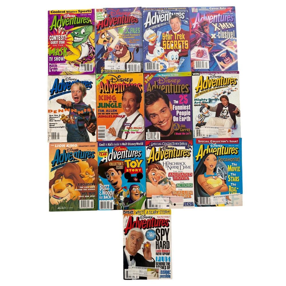 Lot of 13 Disney Adventures Magazines Nostalgia Ephemera 1990s Lion King X-Men